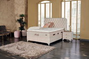 Fluffy Beige Boxspringbett-Set – Eleganz, Komfort und intelligente Funktion vereint