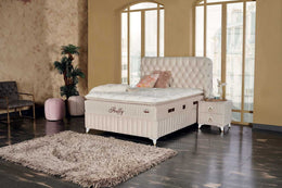 Fluffy Beige Boxspringbett-Set – Eleganz, Komfort und intelligente Funktion vereint