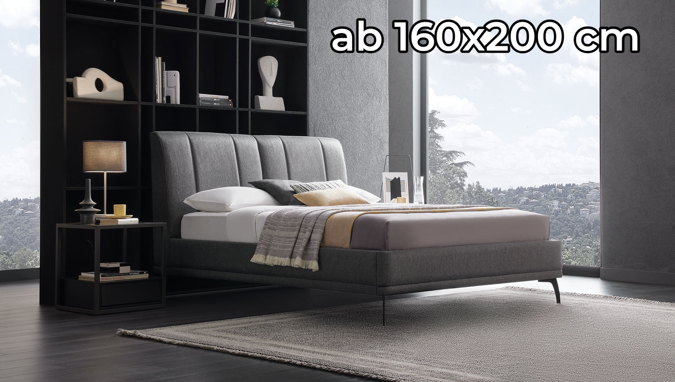 Boxspringbett Black Ice Set mit Boxspringmatratze.